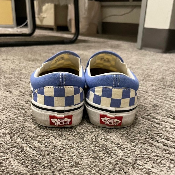 Women’s Size US 5.5 Blue Checkered Slip On Vans - Picture 2 of 4
